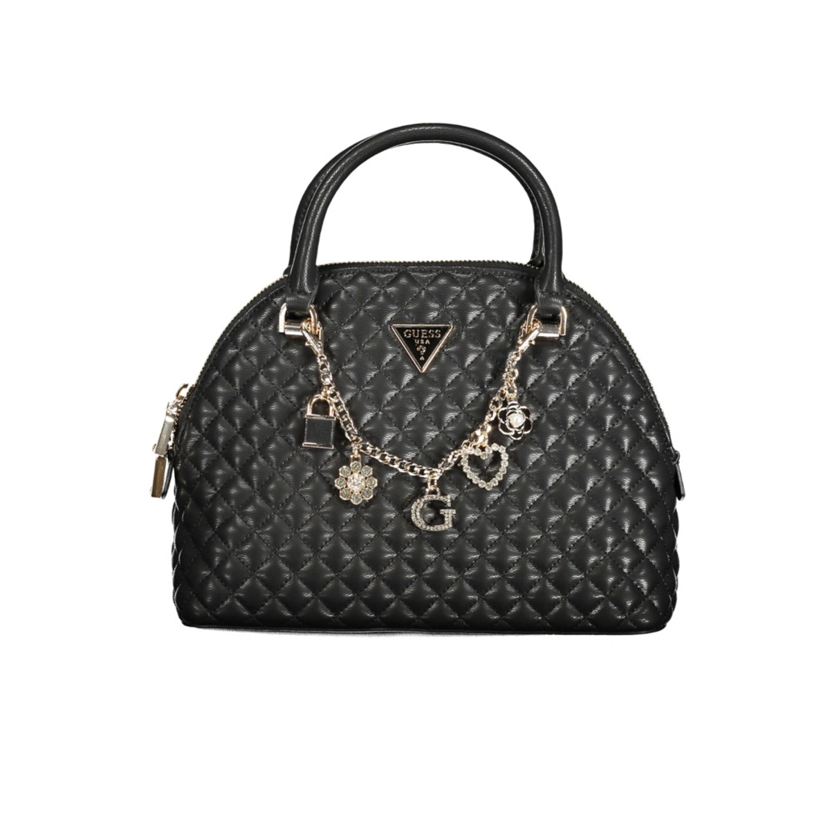 Guess borsa a mano nera trapuntata con charm gioiello 1 29708095