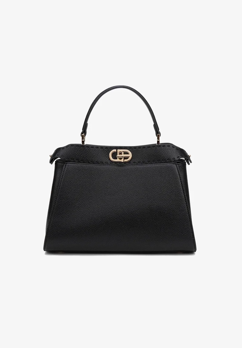 Guess shopper bag nera in ecopelle con logo e charm 1 29708104