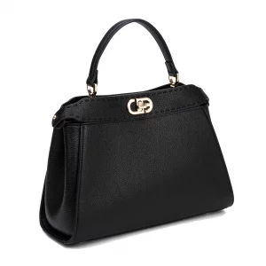 Guess shopper bag nera in ecopelle con logo e charm 5 29708106