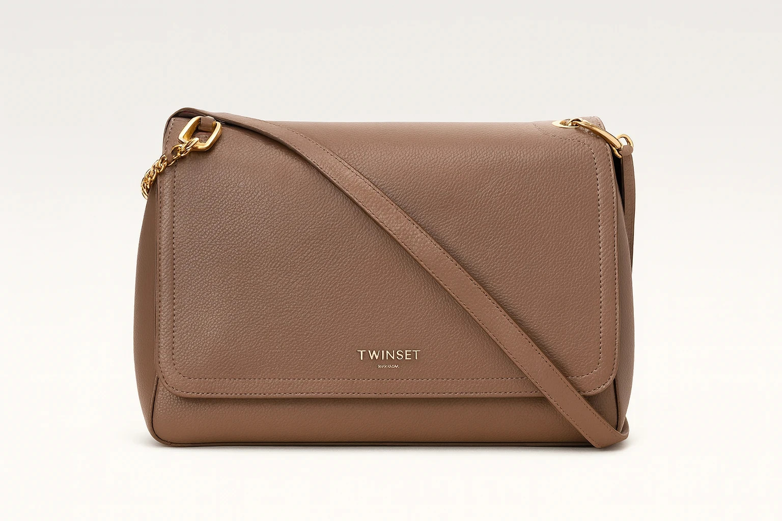 Twinset borsa a tracolla donna pelle sintetica marrone taupe con dettagli oro 2 30389896