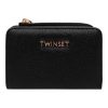 Twinset portafoglio donna piccolo in pelle trapuntata nera con logo oro 6 30394873