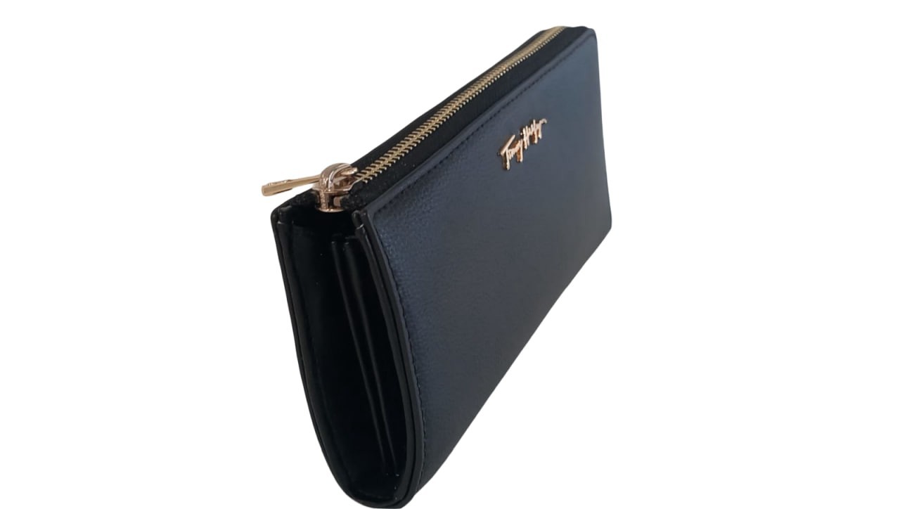 ???? Portafoglio Tommy Hilfiger Nero – Eleganza Iconica con Zip Oro 1 30394921