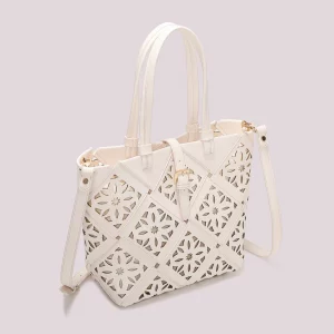 BORSA A MANO CON MOTIVO TRAFORATO MIMI’ MUA’ bianco