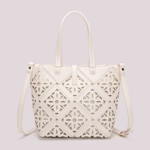 BORSA A MANO CON MOTIVO TRAFORATO MIMI’ MUA’ bianco