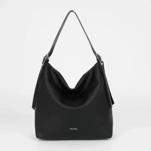 Borsa a Sacca Nera Donna con Doppio Manico e Cinturino Regolabile | Shopper Chic