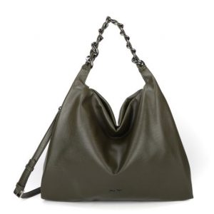 Borsa Mimi Mua Verde Militare con Tracolla a Catena Intrecciata – Elegante Borsa Spalla Donna