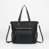 Borsa a sacca in nylon nero con dettagli in pu – mimi mua, borsa donna elegante e resistente 12 laura