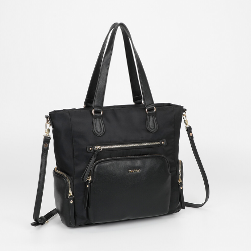 Borsa a sacca in nylon nero con dettagli in pu – mimi mua, borsa donna elegante e resistente 3 Borsa a sacca in nylon nero con dettagli in PU – Mimi Mua, Borsa Donna elegante e resistente - immagine 3