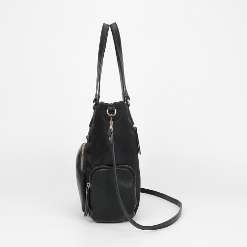 Borsa a sacca in nylon nero con dettagli in pu – mimi mua, borsa donna elegante e resistente 2 Borsa a sacca in nylon nero con dettagli in PU – Mimi Mua, Borsa Donna elegante e resistente - immagine 2