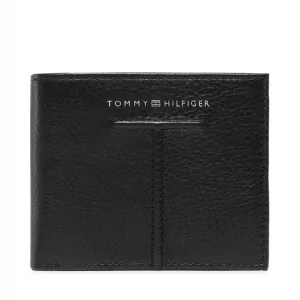 Tommy Hilfiger Portafoglio Uomo "TH Central Mini CC Wallet" Nero AM0AM10610 - Portafoglio in Pelle Compatto con Porta Carte