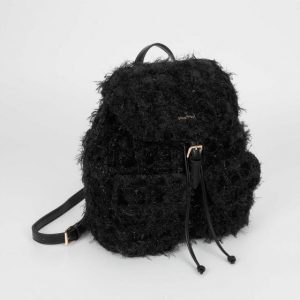 Alternative view of Borsa Zaino in Tweed Nero Mimì-Muà – Zaino Donna Elegante e Versatile