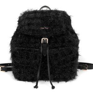 Borsa Zaino in Tweed Nero Mimì-Muà – Zaino Donna Elegante e Versatile